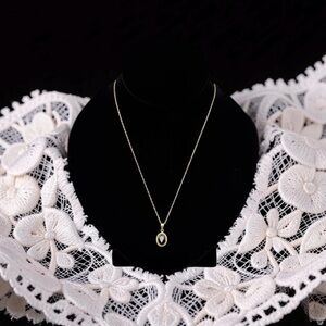 Vintage 14K Solid Gold Black Onyx Diamond Pendant Necklace 18” *Signed Carla*